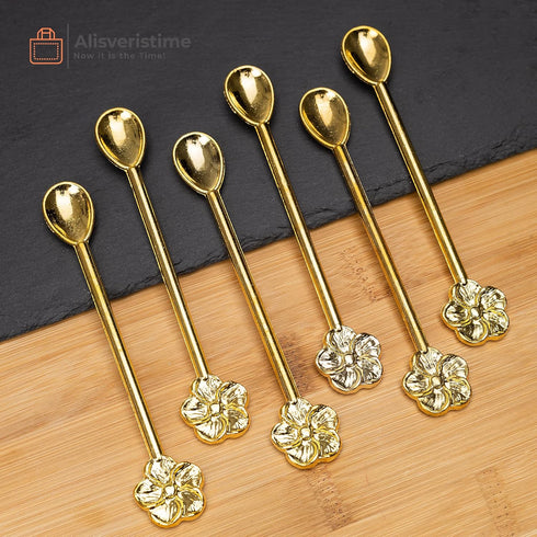 Alisveristime Traditional Ottoman Motif Tea Spoons - Decorative Stirring, Sugar, Tea Spoons (Set of 6) (Daisy) (Gold)...
