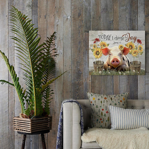 Luslya Farmhouse Pig Canvas Wall Art Cute Pig Sunflower Painting Country Wall Decor Framed Rustic Posters Home for Living Room Bedroom Bathroom De...