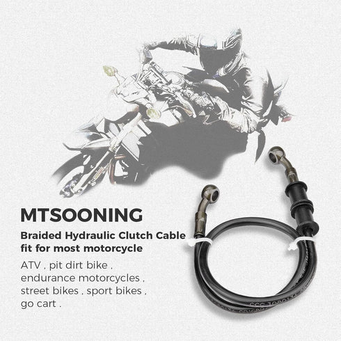 Mtsooning Motorcycle Brake Hydraulic Line, 60cm/23.6inch Braided Clutch Oil Pipe, Stainless Brake Hose Replacement for ATV Motorbike Pit Dirt Bike...