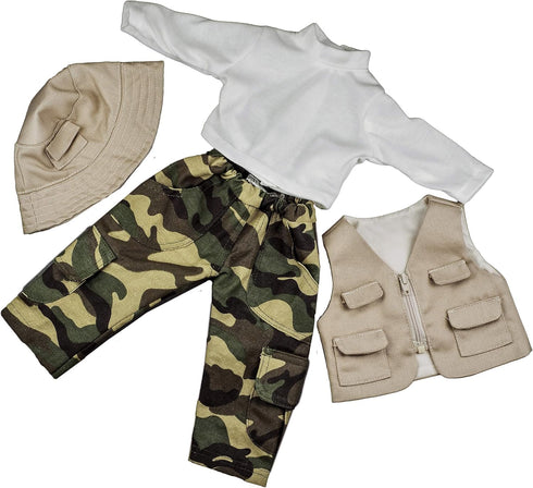 The Queen's Treasures 18 Inch Doll Clothes & Accessories, 4 Pc Fishing Outfit with Pants, Hat, Vest & Shirt, Compatible for Use with American Girl...