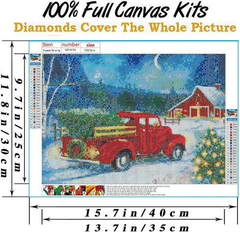 RUIHA Christmas Diamond Painting Kits,Winter Diamond Art Kit for Adults,Red Truck 5D Paint with Diamond Full Drill for Parents-Children Interrctio...