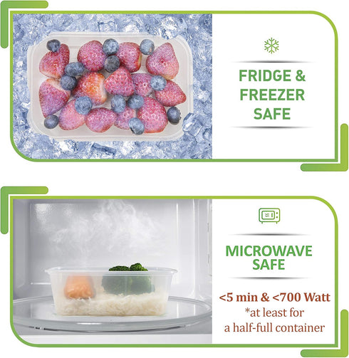 PrepNaturals 10 Pack Meal Prep Containers - 10 Pack of 25 Oz 100% BPA-free Plastic Food Storage Containers with Lids - Reusable Plastic Containers...