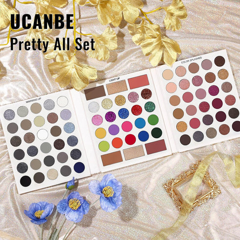 UCANBE Eyeshadow Makeup Palette 86 Colors, Matte Black Grey Silver Smokey Goth Eye Shadows+Chunky Pressed Glitters+Bright Colorful Neon Shades+Ros...