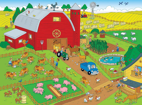 Masterpieces 100 Piece Family Jigsaw Puzzle for Kids - 101 Things to Spot on a Farm - 14"x19"...