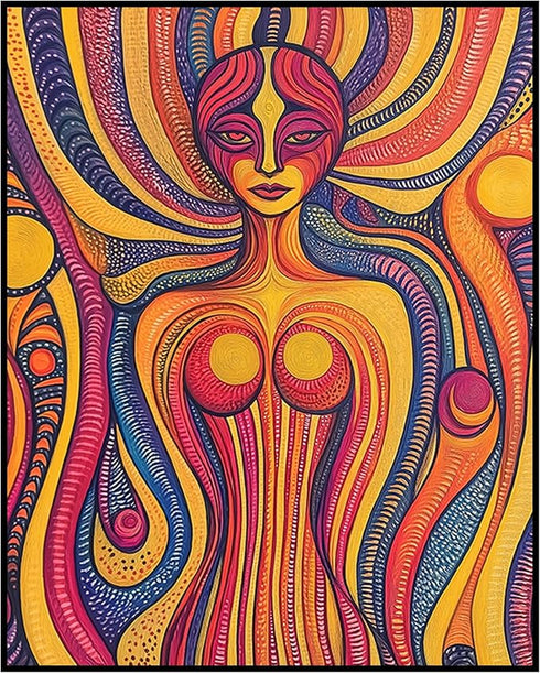 Posterizer 1 pcs-vibrant hippy psychedelic whimsy figure art-Abstract & Modern Art Gift for Men Women Teens Living Room Bedroom Decor- unframed wa...
