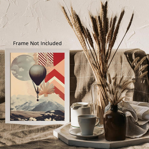Posterizer 1 pcs-collage with landscapes and a balloon-Abstract & Modern Art-Landscape & Nature Art-Gift for Art Lovers- UNFRAMED Wall Art...