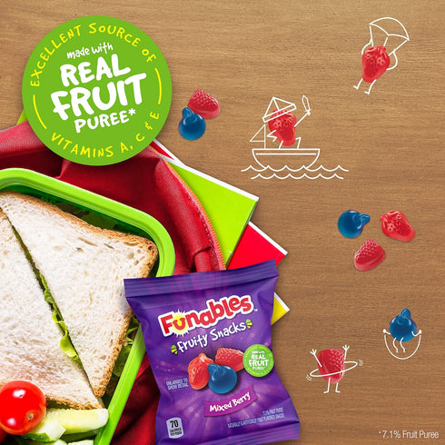 Funables Fruity Snacks, Mixed Berry Fruit Flavored Snacks, 0.8 Ounce Pouches (Pack of 10)...