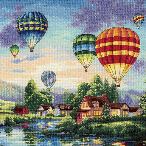 Dimensions 35213 Gold Collection Hot Air Balloon Advanced Counted Cross Stitch Kit, 18 Cnt. Ivory Aida, 12'' x 16''...