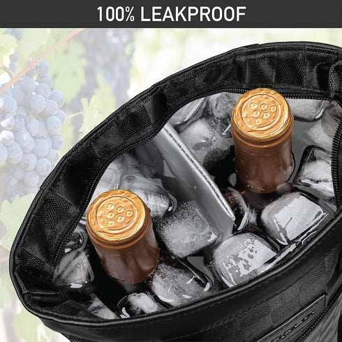 OPUX Two Bottle Wine Bag Carrier Tote, Insulated Leakproof 2 Bottle Wine Cooler Bag for Travel BYOB Picnic, Portable Wine Case, Gift for Men Women...