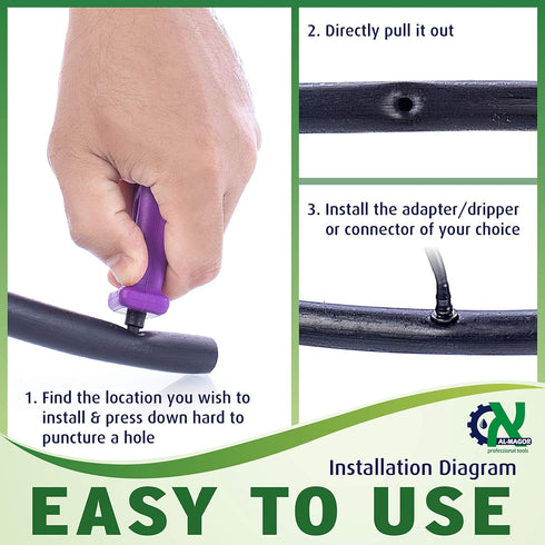 Mini Punch MP-3 Garden Tool: Small Hand Hole Puncher for Drippers, Sprinklers, Irrigation Tube Pipes, 3 mm Holing Tip Included...