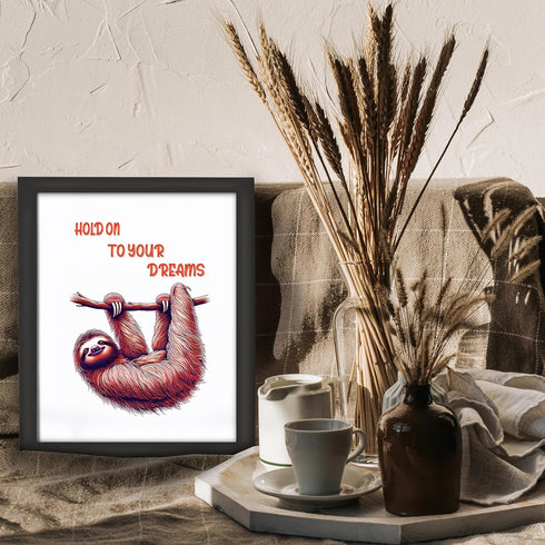 Posterizer 1 pcs-hold on to your dreams-cute sloth-Kids Room Art-Motivational & Inspirational Art-decor for nursery toddlers kids room- UNFRAMED W...