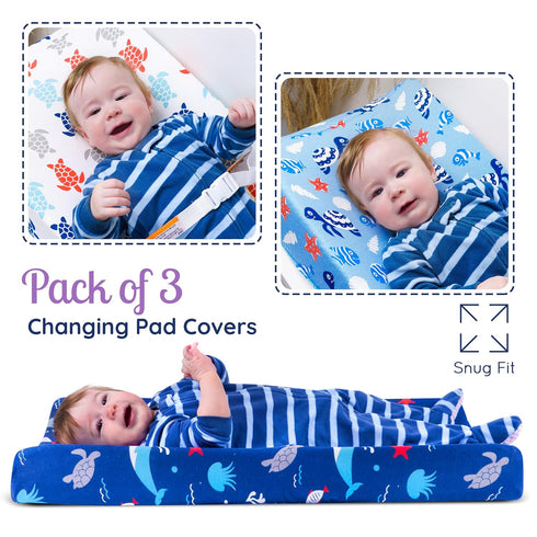 GROW WILD Changing Pad Cover 3 Pack | Soft & Stretchy Jersey Cotton | Baby Changing Table Pad Cover | Diaper Changing Pad Covers for Girls and Boy...