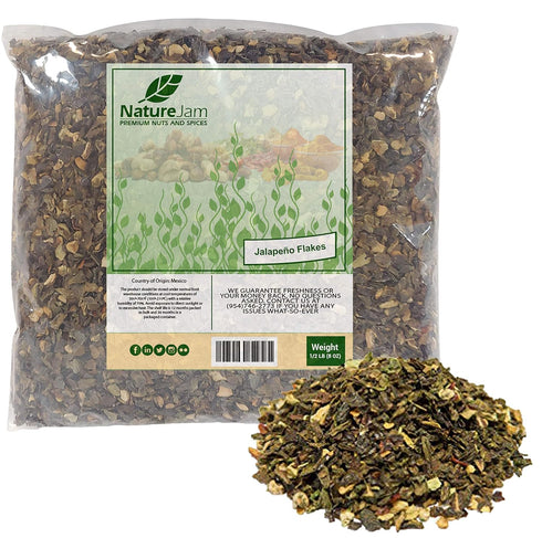 Dried Hot Jalapeno Pepper Flakes - Dehydrated Washed Diced & Dried (1/2 Pound) With LOTS OF SEEDS...