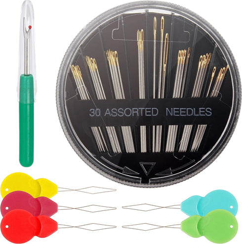 Lusecarl Premium Hand Sewing Needles kit, for Beginner, Professional Sewing Supplies Accessories with 30 Count Assorted Needles, Stitch Unpicker, ...