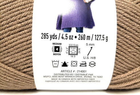 Loops & Threads Impeccable Yarn 4.5 oz. One Ball - Soft Taupe......