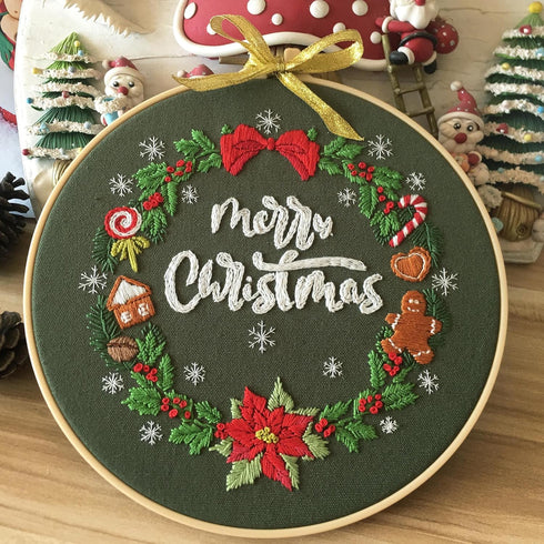 4 pcs of Christmas Embroidery kit with Patterns and Instructions, DIY Adult Cross Stitch Kits, Including 4 Plastic Embroidery Rings, 1 Pair of Sci...