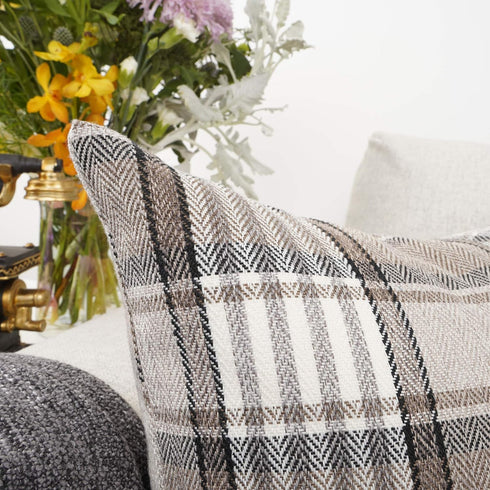 YOUR SMILE Set of 2 Retro Farmhouse Outdoor/Indoor Buffalo Tartan Chequer Stripe Plaid Cotton Linen Decorative Throw Pillow Case Cushion Cover Pil...