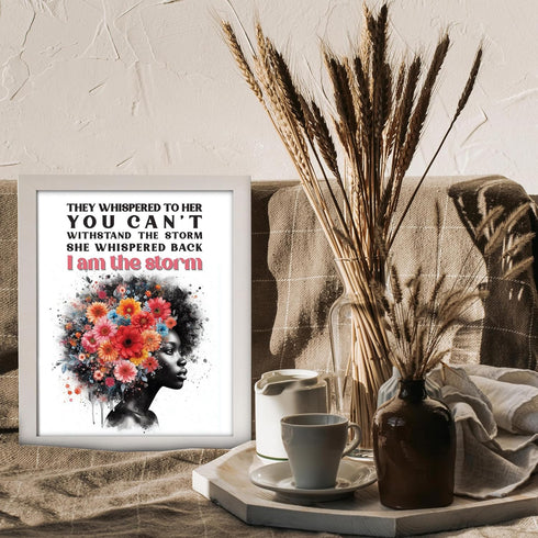 Posterizer 1 pcs-i am the storm-positive quote-Afro-American Art Collection-Inspirational Women's Art-Gifts for Women-Living Room Bedroom Decor- U...