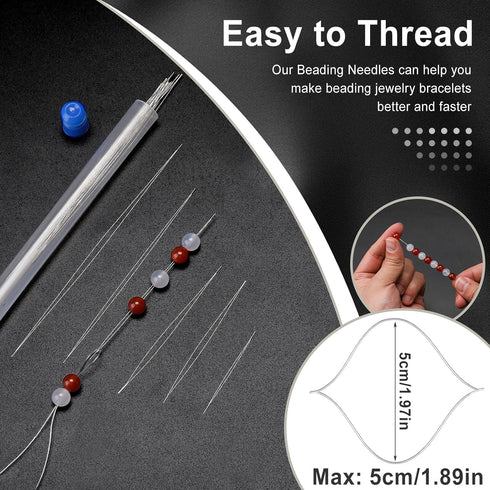 18 Pcs collapsible Big Eye Seed Beads Needles Set with Bottle...