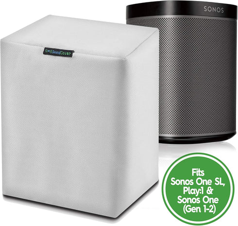 One White Waterproof Heavy Duty Outdoor Sonos Speaker Cover - Dust, Water & UV Protection for your Sonos Play:1, Sonos One & Sonos One SL Speakers...