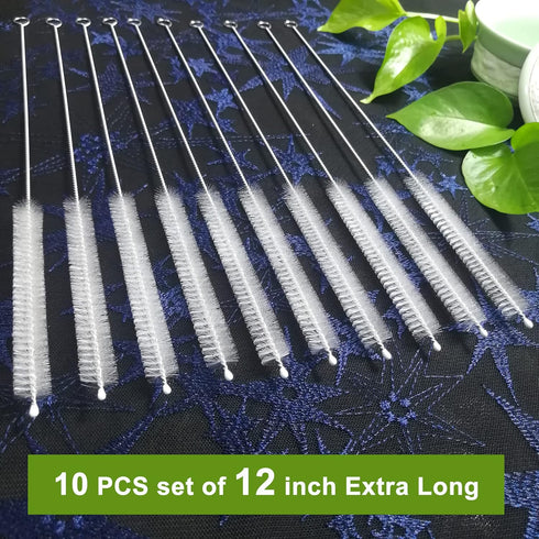 Straw Cleaner Brush Extend 12 inch, Extra Wide 12mm diam Pipe Cleaners, Extra Long Straw Brush for Sippy Cup, Water Bottle and Tubes, Drinking Str...