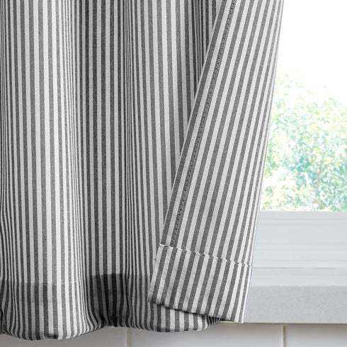 July Joy Cotton Valance Curtains 18 Inches Long Country Kitchen Curtains Tab Top for Small Window Bathroom Farmhouse 56" x 18", Black...