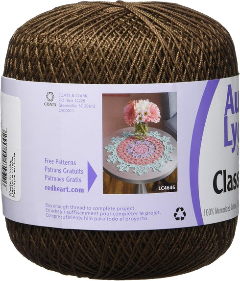 Coats Crochet 154-131 Aunt Lydia's Crochet, Cotton Classic Size 10, Fudge Brown...