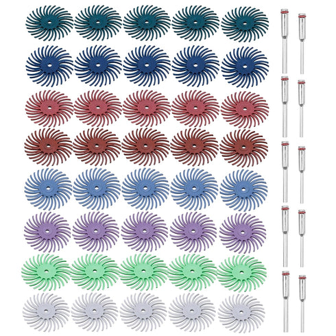 Yakamoz 50Pcs Radial Bristle Disc Kit 1 Inch Radial Polishing Discs Jewelry Detail Abrasive Brush Wood Metal Gap Polishing Wheels for Rotary Tools...