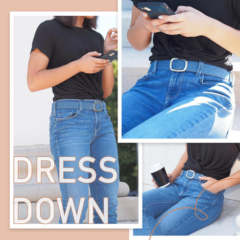 DenimDen 2 Pack Womens Denim Belts for Blue Jeans Belts Fashion Waist Belt for Ladies Pants Dresses...