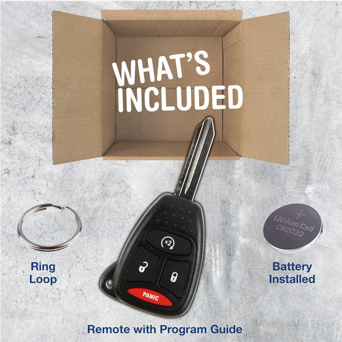 KeylessOption Key Fob Replacement for 2007 2008 2009 2010 2011 Chrysler Aspen Dodge Dakota Durango Ram Remote, 4-Button KOBDT04A, Programming Guid...
