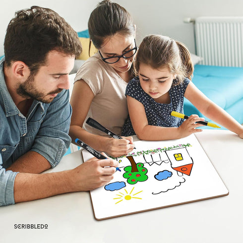 Scribbledo White Board Dry Erase Board 11"x14” Mini Double Sided Personal Whiteboard Board Dry Erase Lapboard Handheld Personal White Boards for S...