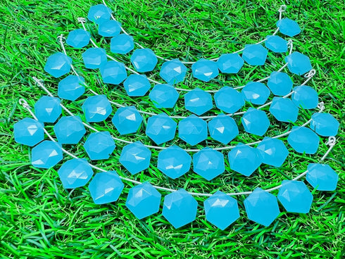 1 Strand Aqua Chalcedony 10 Pcs Beads Size 14X14Mm Hexagon Shape Cut Faceted Beads For Jewellery Making, Beading & Craft Supplies Kcrafts-Rk_K54...