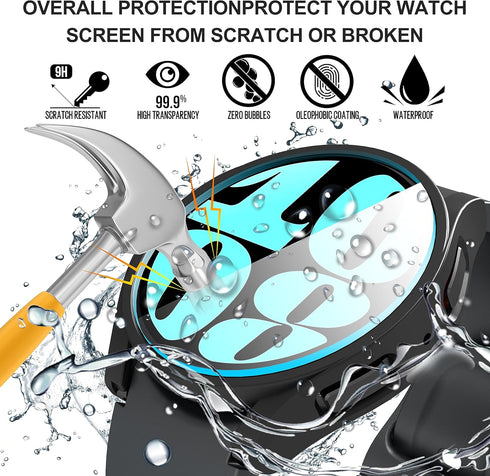 Suoman 4+4 Pack for Samsung Galaxy Watch 6 44mm Case,Privacy Screen Protector+HD Screen Protector+ All-Round PC Matte Protector Cover Set [Anti-Pe...