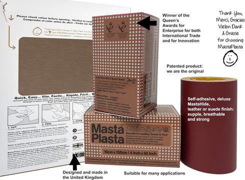 MastaPlasta Original Suede/Velvet Repair Tape - TAN Suede 60" x 4" (150 x 10 cm). Self-Adhesive Scratch & Tear Kit. Upholstery-Quality Repair for ...