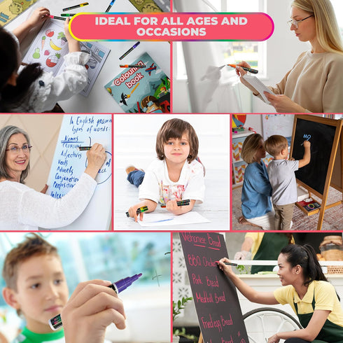 Liquid Chalk Markers Erasable for Chalkboard, Blackboard, Whiteboard, Signs, Windows, Mirror, Glass, Bistro - Dry Erase Markers, Chalk Paint Marke...