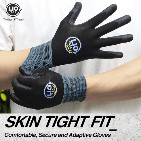 Nitrile Safety Work Gloves - 3 Pairs, Work Gloves with Grip for Men and Women, Lightweight Touchscreen Utility Working Gloves for Warehouse, Contr...