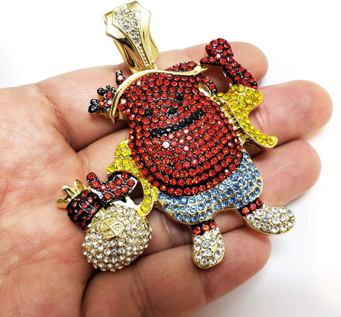 Hip Hop Iced out Gold Plated KOOL AID MAN Holding Money Bag Large Pendant...