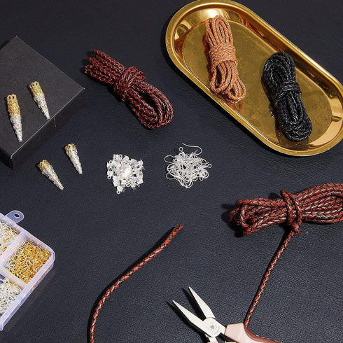 8yd Braided Leather Cord Antique Genuine Leather Strap Folded Bolo Tie Cord Rope Lace for Necklace Bracelet Pendent Jewelry Making Beading Braidin...