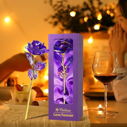 Childom Birthday Gifts for Women,Christmas Rose Gifts for Her Mom,Purple Rose Present for Her,Sweet Artificial Flower for Wife,Grandma,Women,Chris...