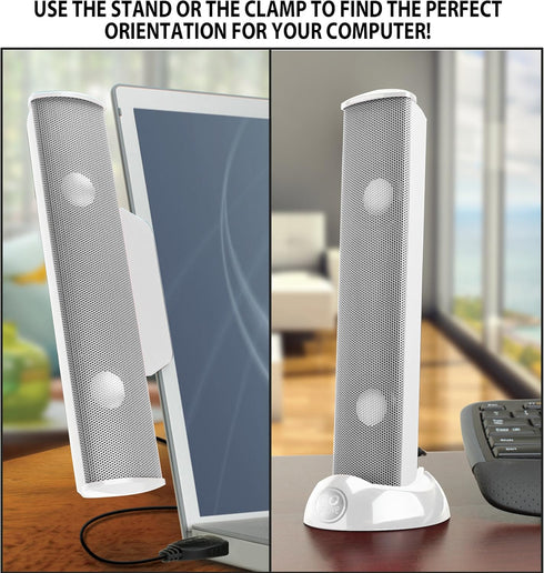 GOgroove SonaVERSE USB Speakers for Laptop Computer - USB Powered Mini Sound Bar with Clip-On Portable External Speaker Design for Monitor, One Ca...