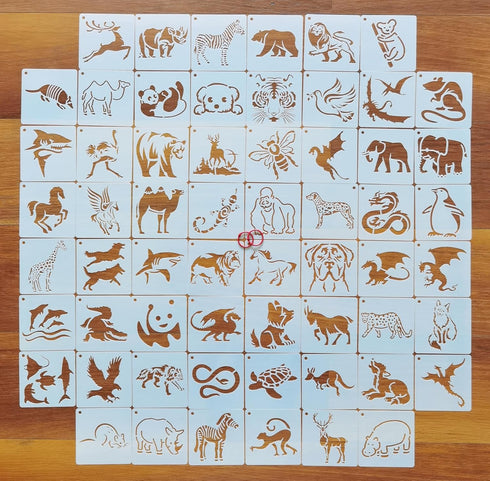 60pcs Stencils for Crafts Reusable,4inch Wild Animal Birds Insect Small Dog Mouse KoalaTemplate for Card Making,Spray Painting,Drawing Creating on...