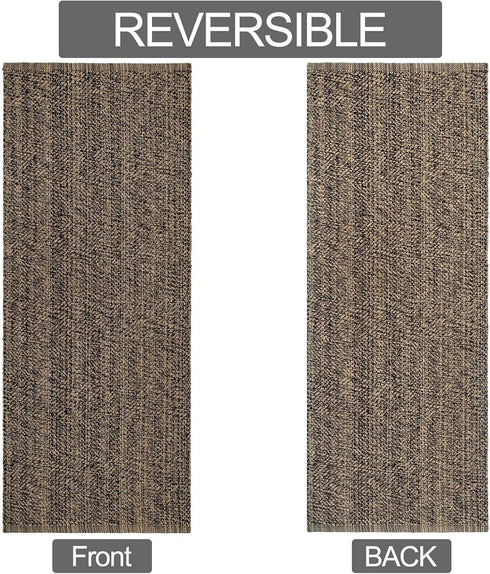 Boho Washable Runner Rug 2'x 5',Tan Black Reversible Bedroom Runner Rug Cotton Woven Entryway Rug Farmhouse Laundry Room Rug Floor Carpet for Livi...