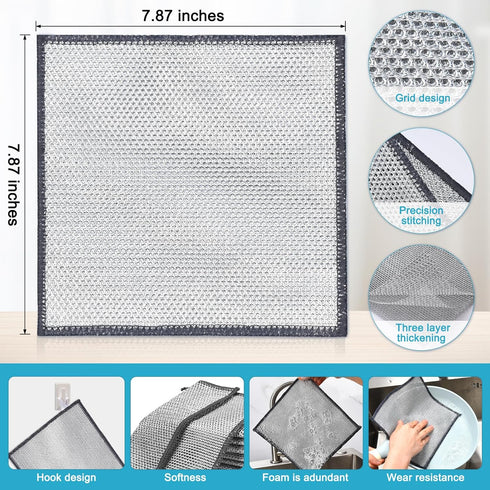 10 Pcs New UpgradeTriple-Layer Non Scratch Wire Dishcloth,Wire Dishwashing Rag,Kitchen Cleaning DishRags,Powerful Multipurpose Wire Miracle Cleani...