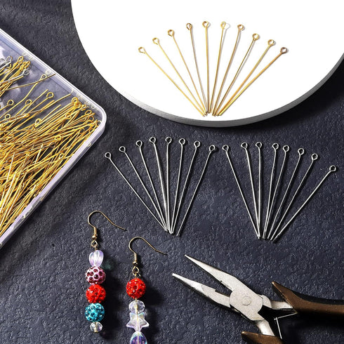 Sureio 500 Pieces 2 Inch 50 mm Eye Pins for Jewelry Making DIY Earring Eye Pins Jewelry Making Supplies for Craft Bracelet Necklace Pendant Access...