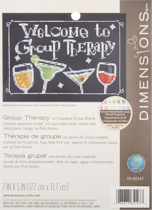 Dimensions Group Therapy Counted Cross Stitch Kit, Mini Cross Stitch, 5” x 7”...