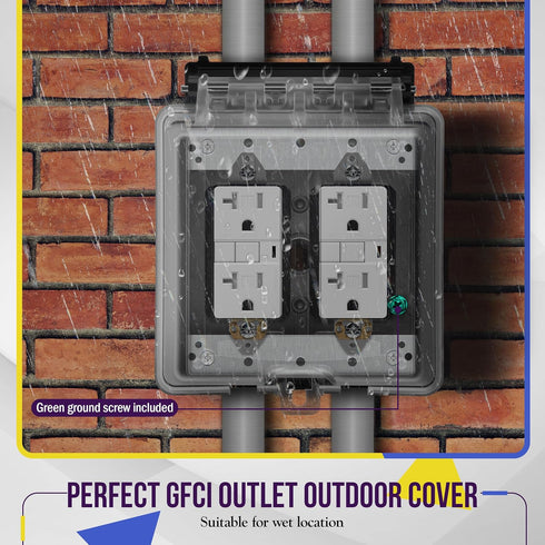 ENERLITES Weatherproof Outlet Box with Five 1/2-in Threaded Outlets, Outdoor Electrical Box, 5 Holes 0.50” Each, 2-Gang, 4.53” Height x 4.53” Leng...