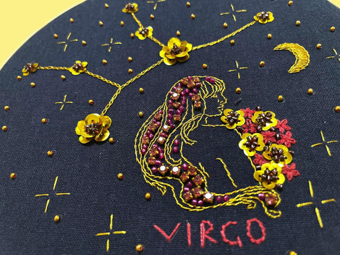 mozhijing constellation Embroidery Kit for Adults with Stamped Pattern, Round Beads for Embroidery DIY Crafting,Cross Stitch Beginner Kits with Fr...