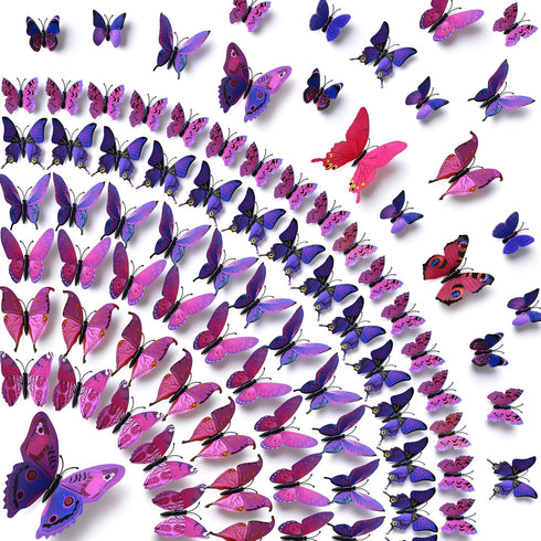 Amaonm® 60 Pcs 5 Packages Beautiful 3D Butterfly Wall Decals Removable DIY Home Decorations Art Decor Wall Stickers & Murals for Babys Bedroom Tv ...