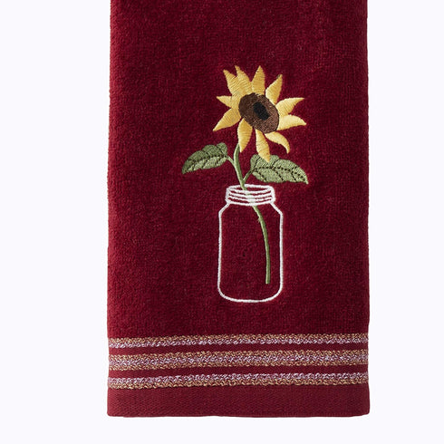 SKL Home by Saturday Knight Ltd. Sunflower In Jar 2 Pc Hand Towel Set, Wine...