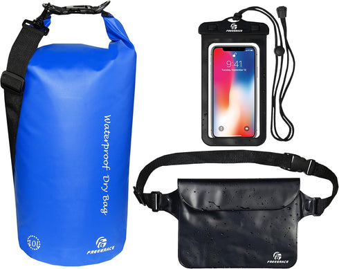 Waterproof Dry Bags Set of 3 Dry Bag with 2 Zip Lock Seals & Detachable Shoulder Strap, Waist Pouch & Phone Case - Can Be Submerged Into Water - f...